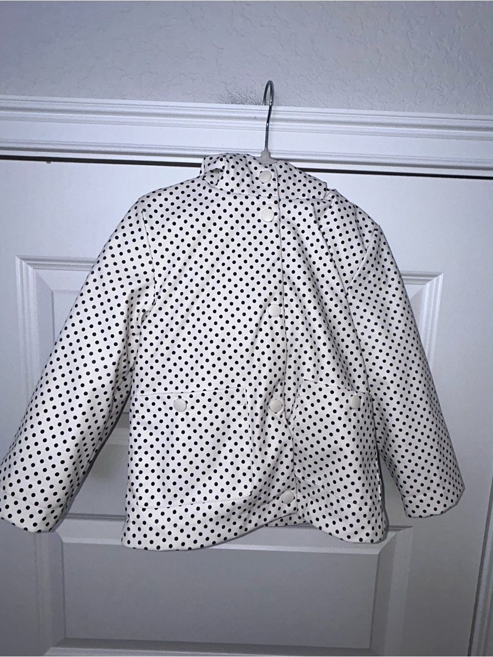 C&C California Polka Dot Print Faux Fur Lined Bear Hood Rain Coat Jacket